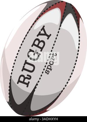 Rugby ball sport equipment vector illustration in flat technique Stock Vector