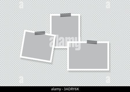 Simple elegant mood board photo collage white background with shadows Stock Vector