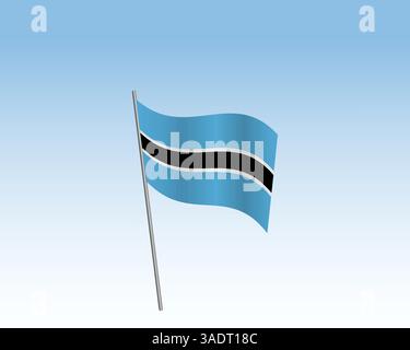 Vector realistic illustration of Botswana flags. flag waving in the wind against a blue sky Stock Vector