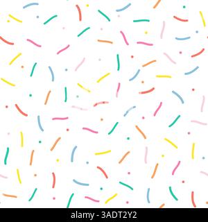 Simple Sprinkle Pattern. Colorful candy topping. Donut or sweet confetti background. Vector Illustration in scandinavian style Stock Vector
