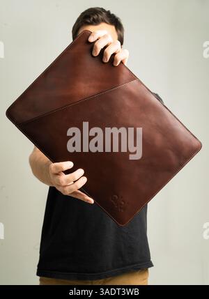 Real leather, products handmade by Ecuadorian artisans Stock Photo