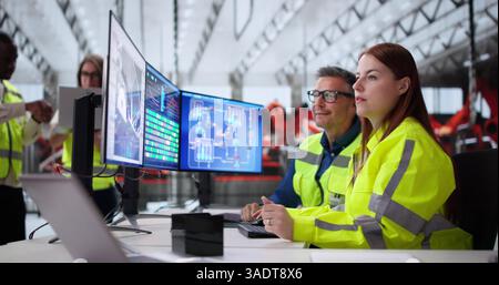 Engineer Monitors Car Production Using SCADA System At Industrial Plant ...