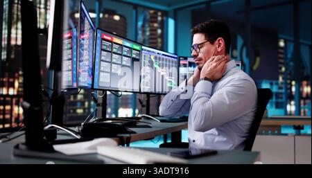 Scrum Project Manager Using Scrum Board Scheduling Software Stock Photo