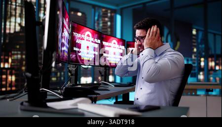 Ransomware Malware Cyber Attack On Business Computer Stock Photo
