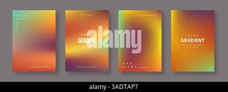 Set of abstract gradient backgrounds. Sunset beach or summer colors. Stock Vector