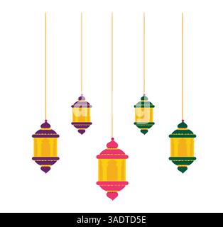 Ramadan Colorful lamps set Stock Vector