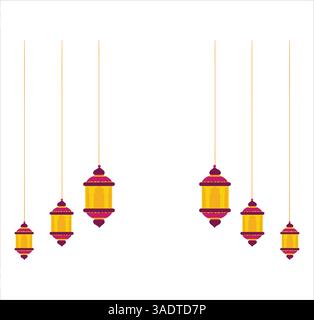 Ramadan Colorful lamps set Stock Vector
