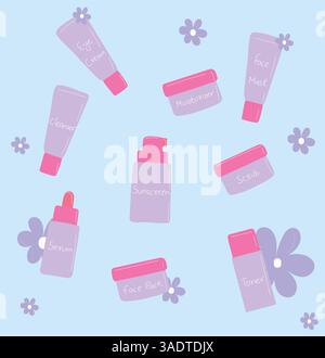 Skincare products set hand drawn illustration Stock Vector