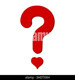 Loving Inquiry, Red Question Mark with Heart on White Stock Vector