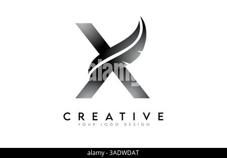 X feather Letter Logo. Creative icon of letter X alphabet concept Vector Illustration Stock Vector