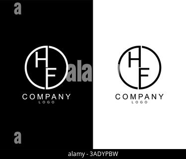 HF, FH company logo letters design concept in black and white colors Stock Vector