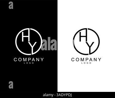 HY, YH company logo letters design concept in black and white colors Stock Vector