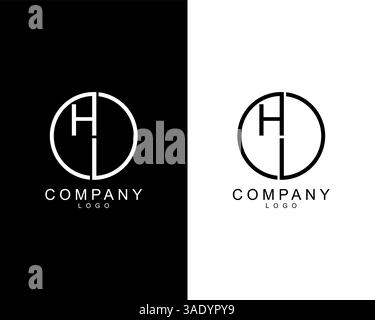 HI, IH company logo letters design concept in black and white colors Stock Vector