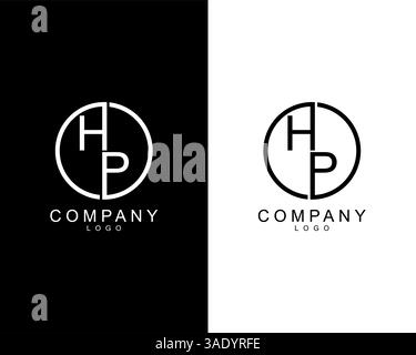HP, PH company logo letters design concept in black and white colors Stock Vector