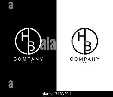 HB, BH company logo letters design concept in black and white colors Stock Vector