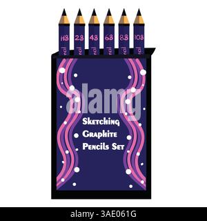 Sketching graphite pencils set Stock Vector