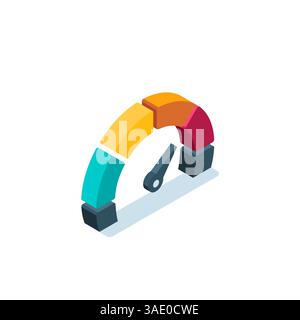 isometric tachometer icon in color on a white background, power measurement or business power pointer Stock Vector
