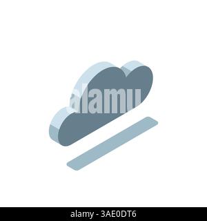 isometric cloud icon in black color isolated on white background, weather phenomena or data storage Stock Vector