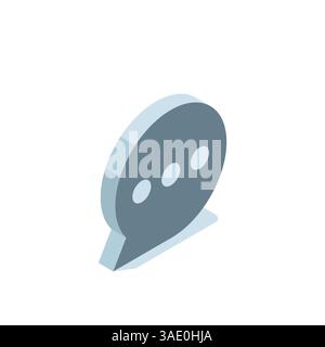 isometric text bubble icon in black color on white background, chat or message Stock Vector