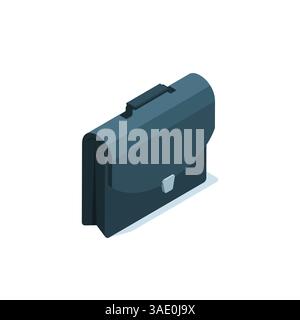 isometric briefcase business icon in black color on a white background, business paperwork or job title Stock Vector