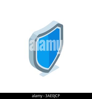 isometric shield icon in color isolated on white background, reliable protection or guard data Stock Vector