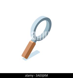 isometric magnifier icon in color isolated on white background, search or data analysis in business Stock Vector