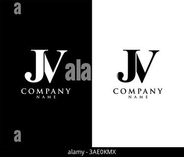 JV, VJ initial company name logo template vector Stock Vector