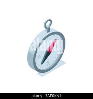 isometric compass icon in color on a white background, the right direction or orientation to the cardinal points Stock Vector