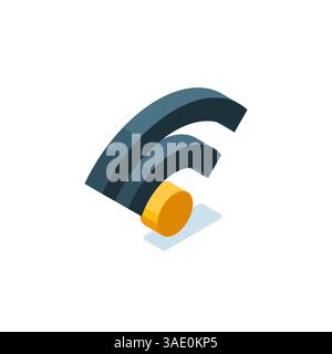 isometric signal icon in black color on white background, wireless connection or technology Stock Vector