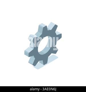 isometric gear icon in color on a white background, part of a mechanism or working part Stock Vector