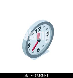 isometric clock icon in color isolated on white background, time or business deadline Stock Vector