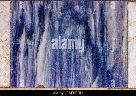 Single Bardiglio-Style Blue and White Striped Marble Tile Stock Photo
