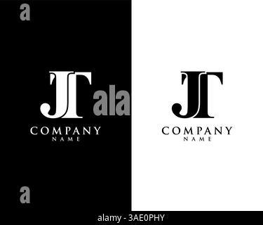 JT, TJ initial company name logo template vector Stock Vector
