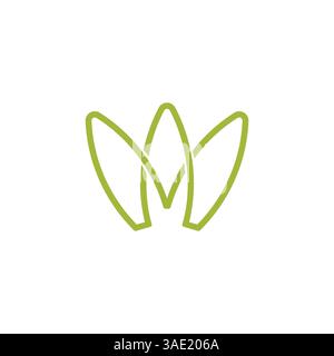letter m three leaves lines simple geometric logo vector Stock Vector