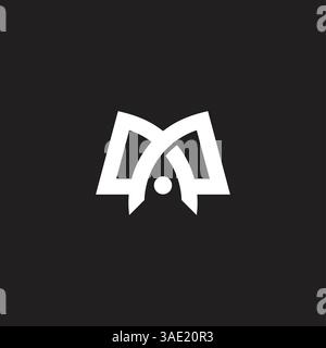 letter m book pen simple linked geometric abstract logo vector Stock Vector