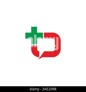 plus medical talk forum square geometric logo vector Stock Vector
