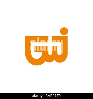 letters gwj simple linked geometric logo vector Stock Vector