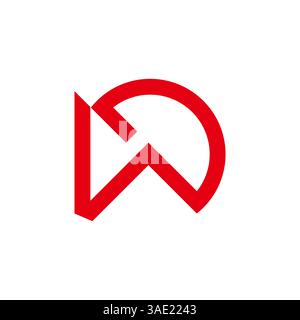 letters wd loop simple geometric red logo vector Stock Vector