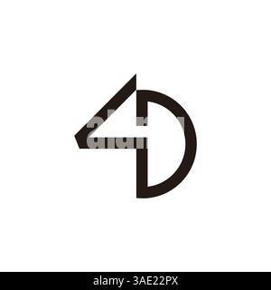 letter 4d simple geometric lines logo vector Stock Vector