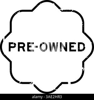 Grunge black pre-owned word rubber seal stamp on white background Stock Vector