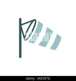 Windsocks hanging at the airport runway vector icon. Meteorology sign. Graph symbol for travel, tourism and weather web site and apps logo, app, UI Stock Vector