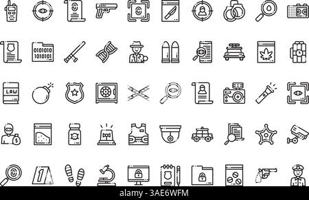 Crime investigation icons High-Quality Vector Icons Collection with Editable Stroke. Ideal for Professional and Creative Projects Stock Vector