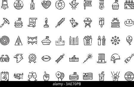 Th of july icons High-Quality Vector Icons Collection with Editable Stroke. Ideal for Professional and Creative Projects Stock Vector