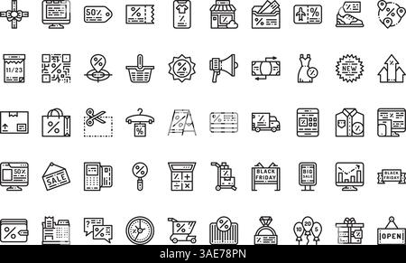 Black friday icons High-Quality Vector Icons Collection with Editable Stroke. Ideal for Professional and Creative Projects Stock Vector
