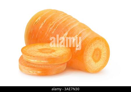 Cut raw carrot isolated on white background Stock Photo