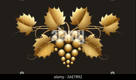 Gold grapes 3d Stock Vector