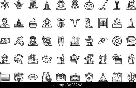United states icons High-Quality Vector Icons Collection with Editable Stroke. Ideal for Professional and Creative Projects Stock Vector