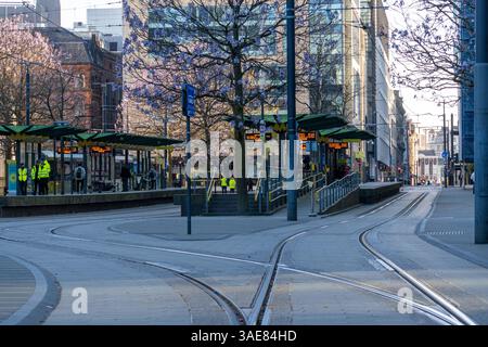 Image of the tramway station in St Peter's Square - Manchester UK Stock Photo