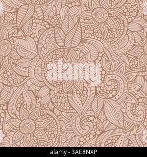 Abstract ornamental seamless pattern. Vintage Mocha Mousse background. Stock Vector