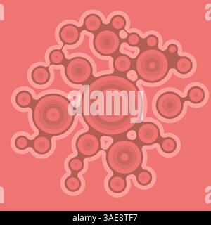 Vector Meta ball Connect Dot Set. Red Molecule chain. Circle Shapes. Abstract Geometric Dots. Morphing Blob for Pattern, Sticker, Badge, Poster, Web D Stock Vector